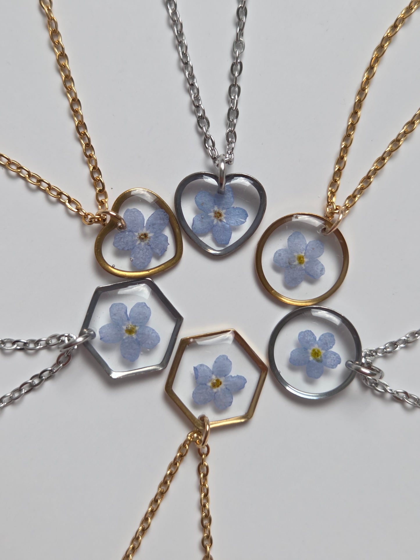 Collana con ciondolo - Cerchio Nontiscordardime - 10mm