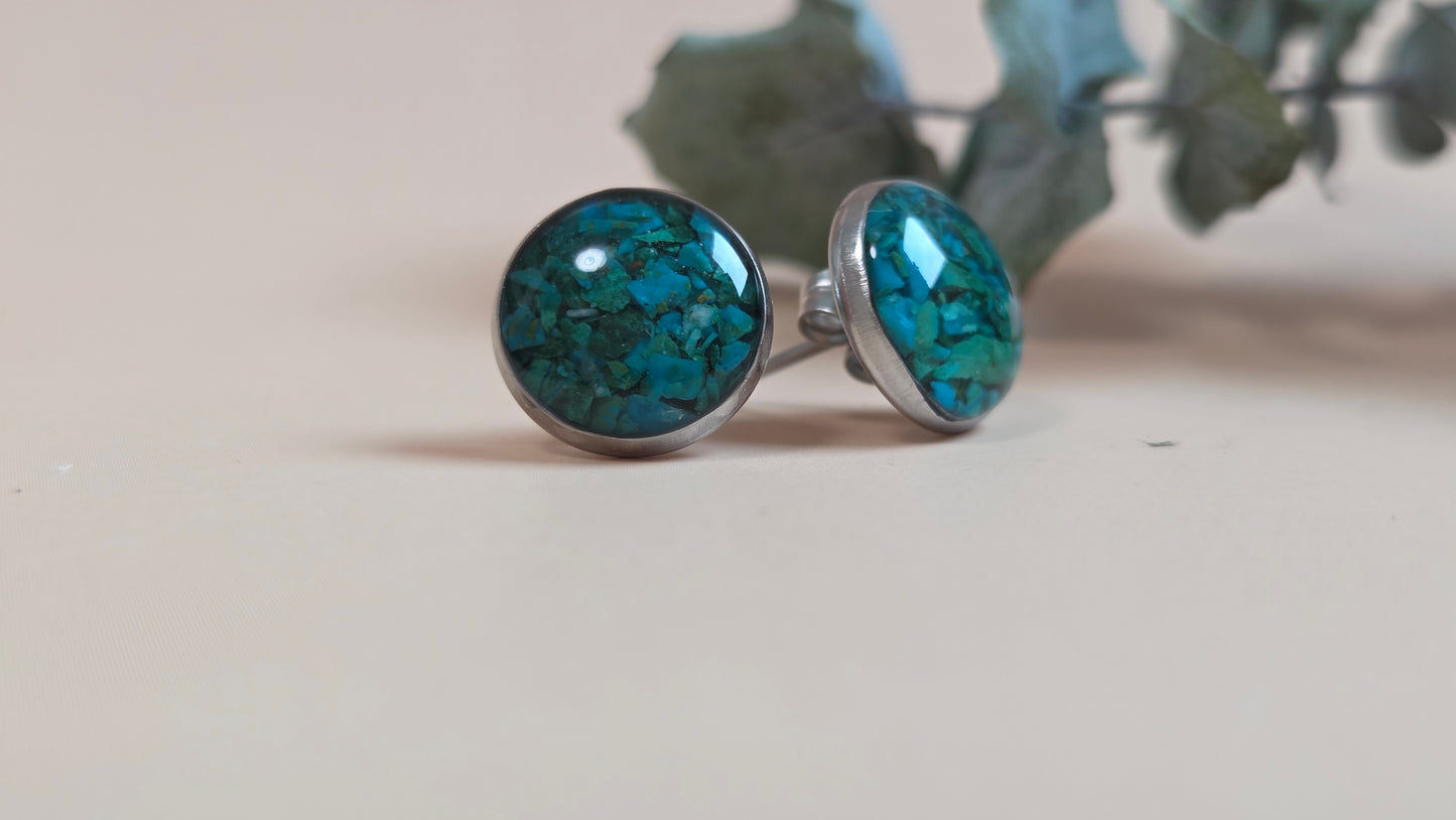 Ohrstecker mit Steinen und Harz - 10mm