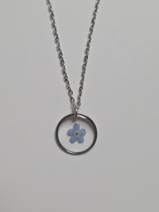 Halskette mit Anhänger - Vergissmeinnicht - 15mm