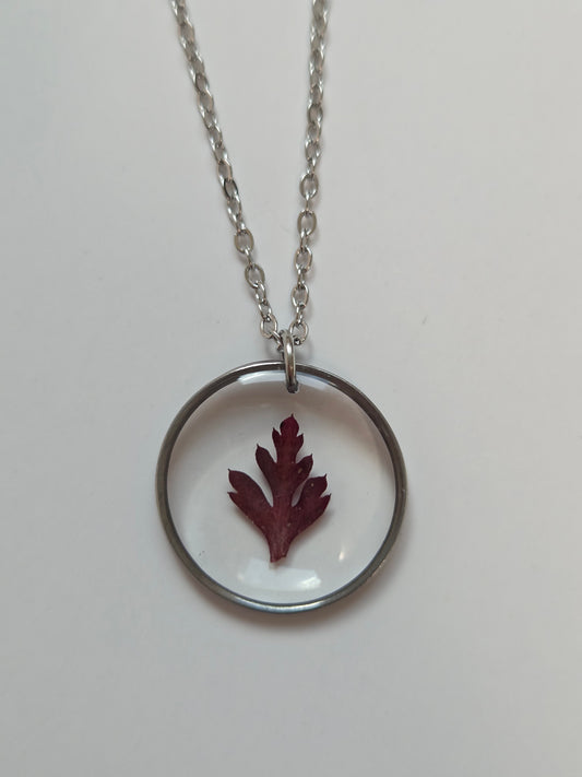 Halskette mit Anhänger - Blatt - 20mm