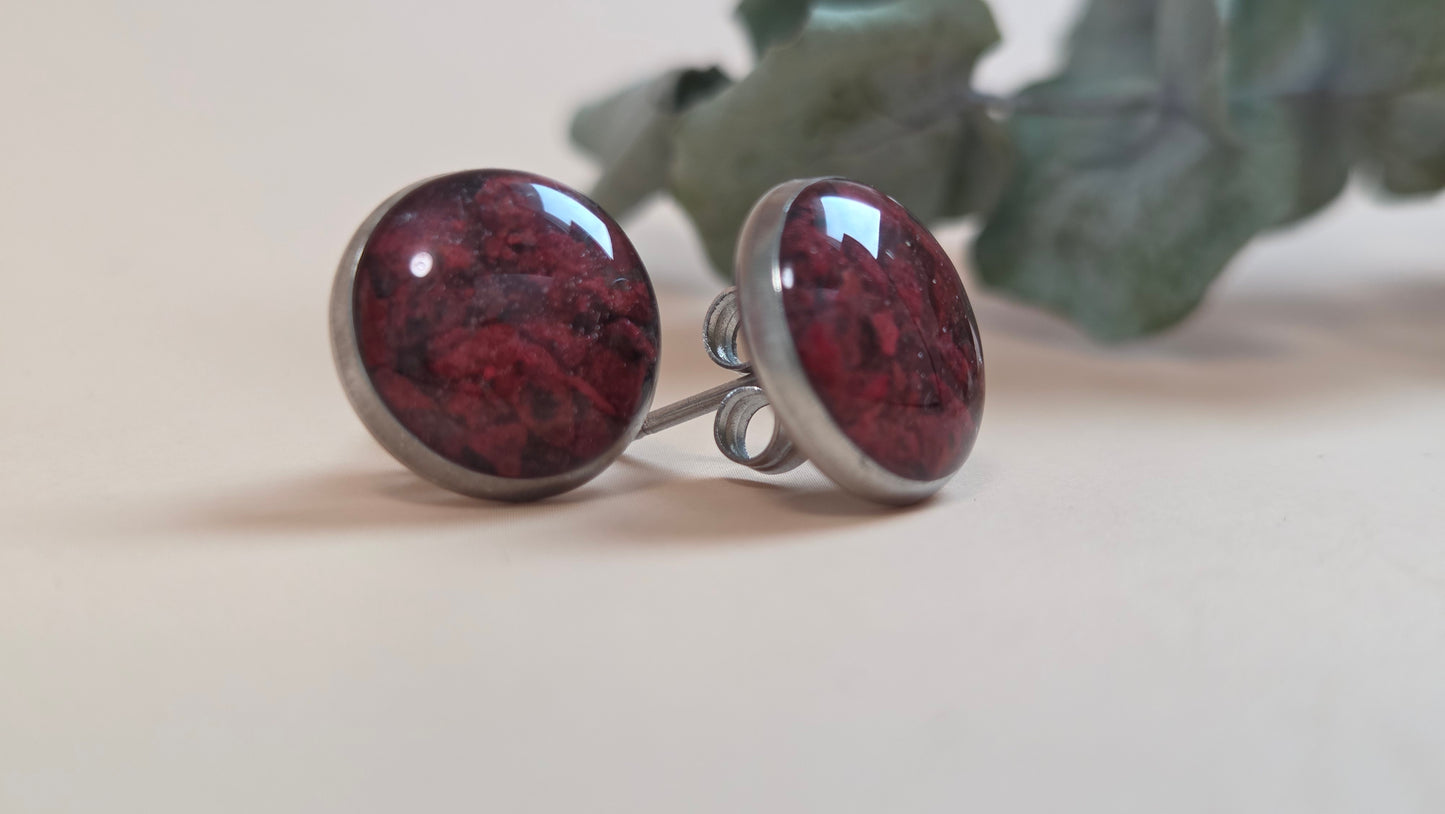 Ohrstecker mit Steinen und Harz - 10mm