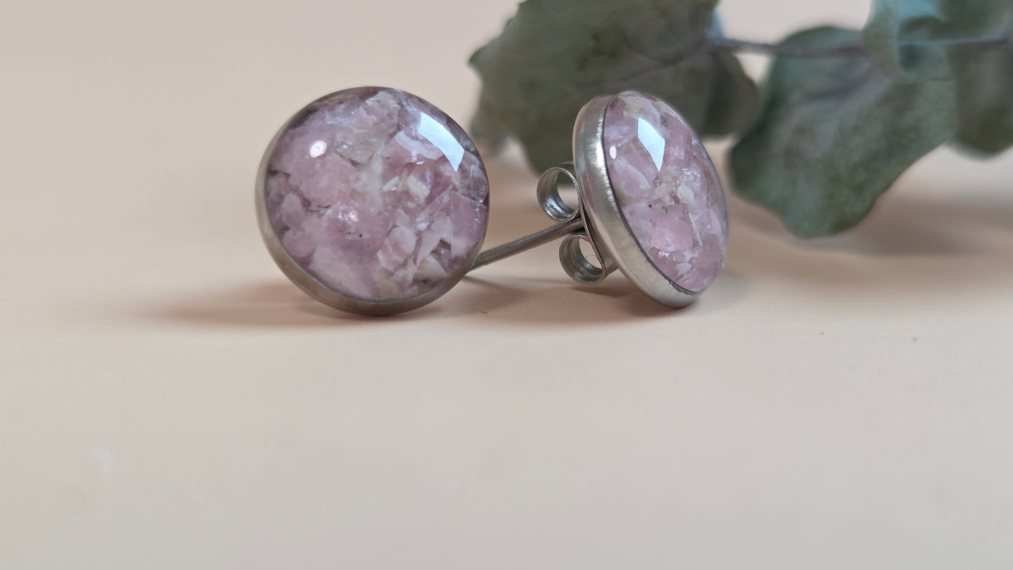 Ohrstecker mit Steinen und Harz - 10mm