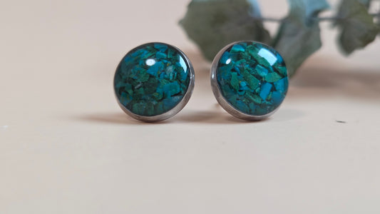 Ohrstecker mit Steinen und Harz - 10mm