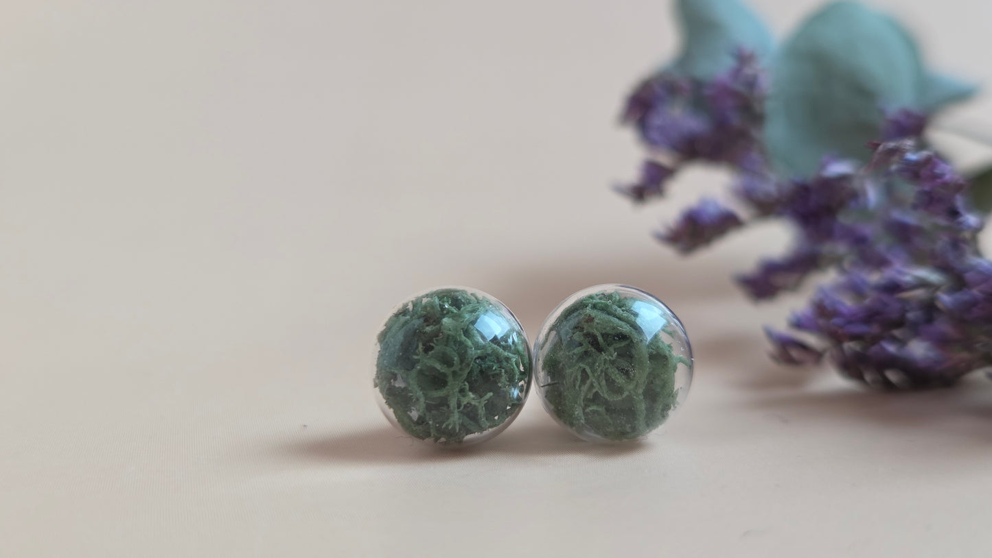 Earrings with glass ball - Icelandic moss