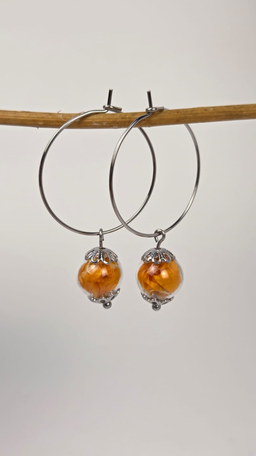 Creolen mit Glaskugel - Ringelblume