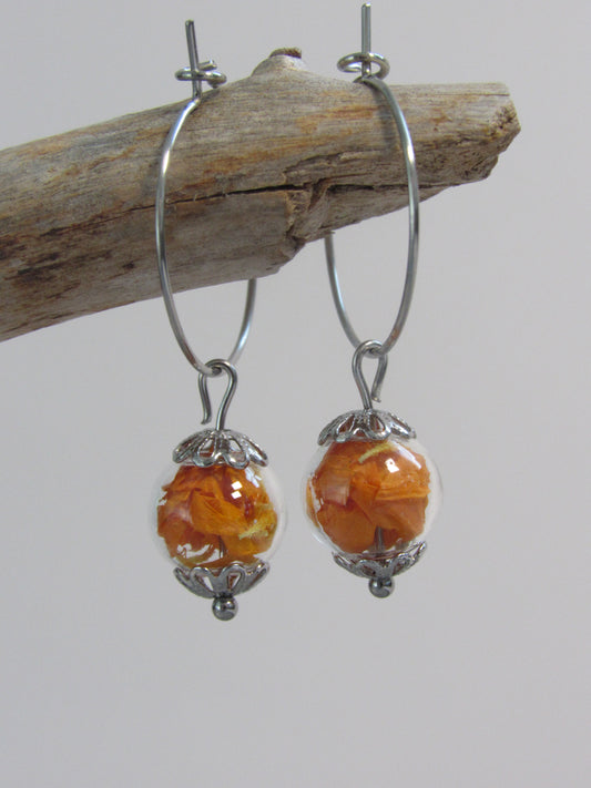 Creolen mit Glaskugel - Ringelblume