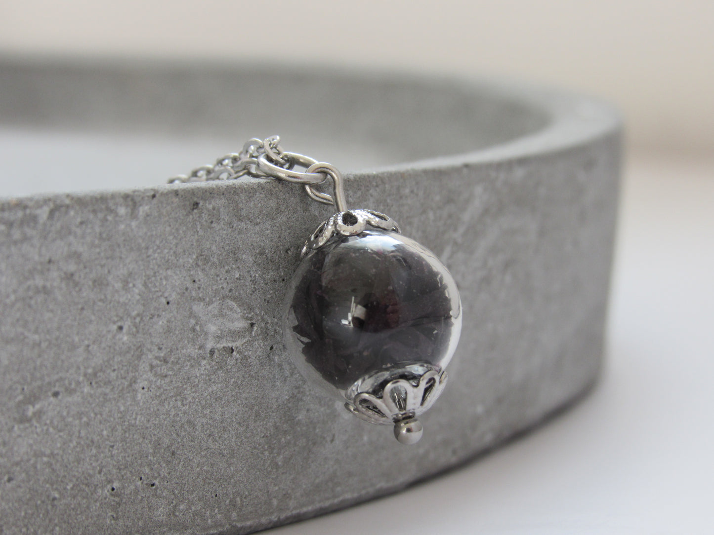 Necklace with glass ball - cornflower