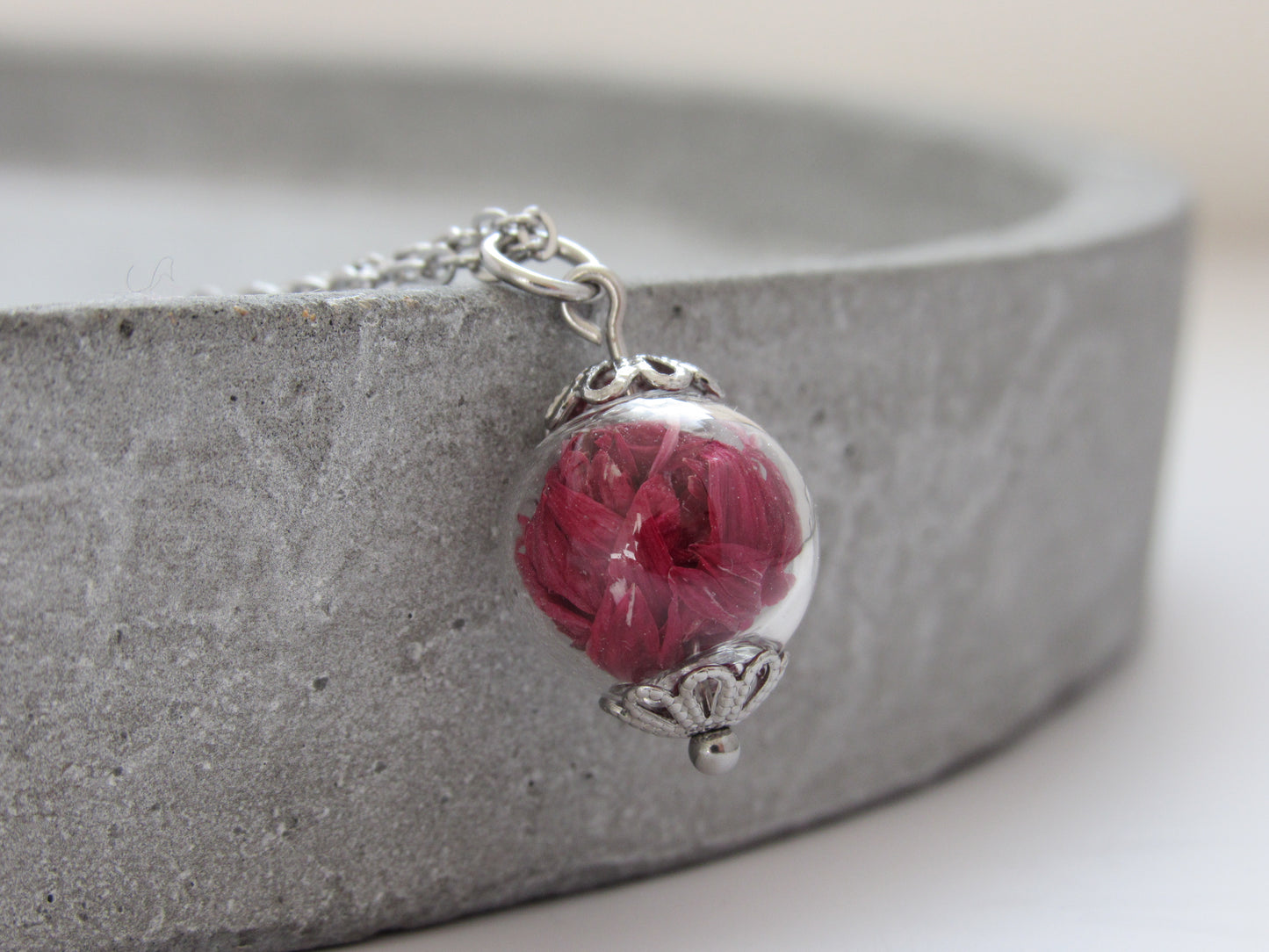 Necklace with glass ball - cornflower