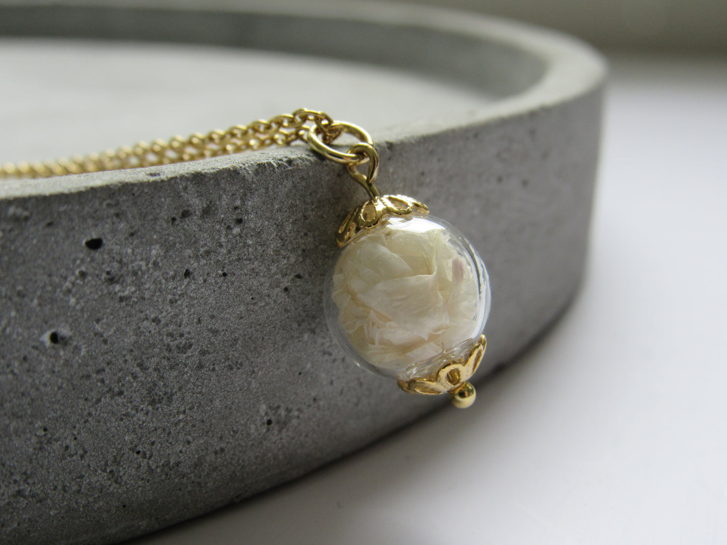 Necklace with glass ball - cornflower