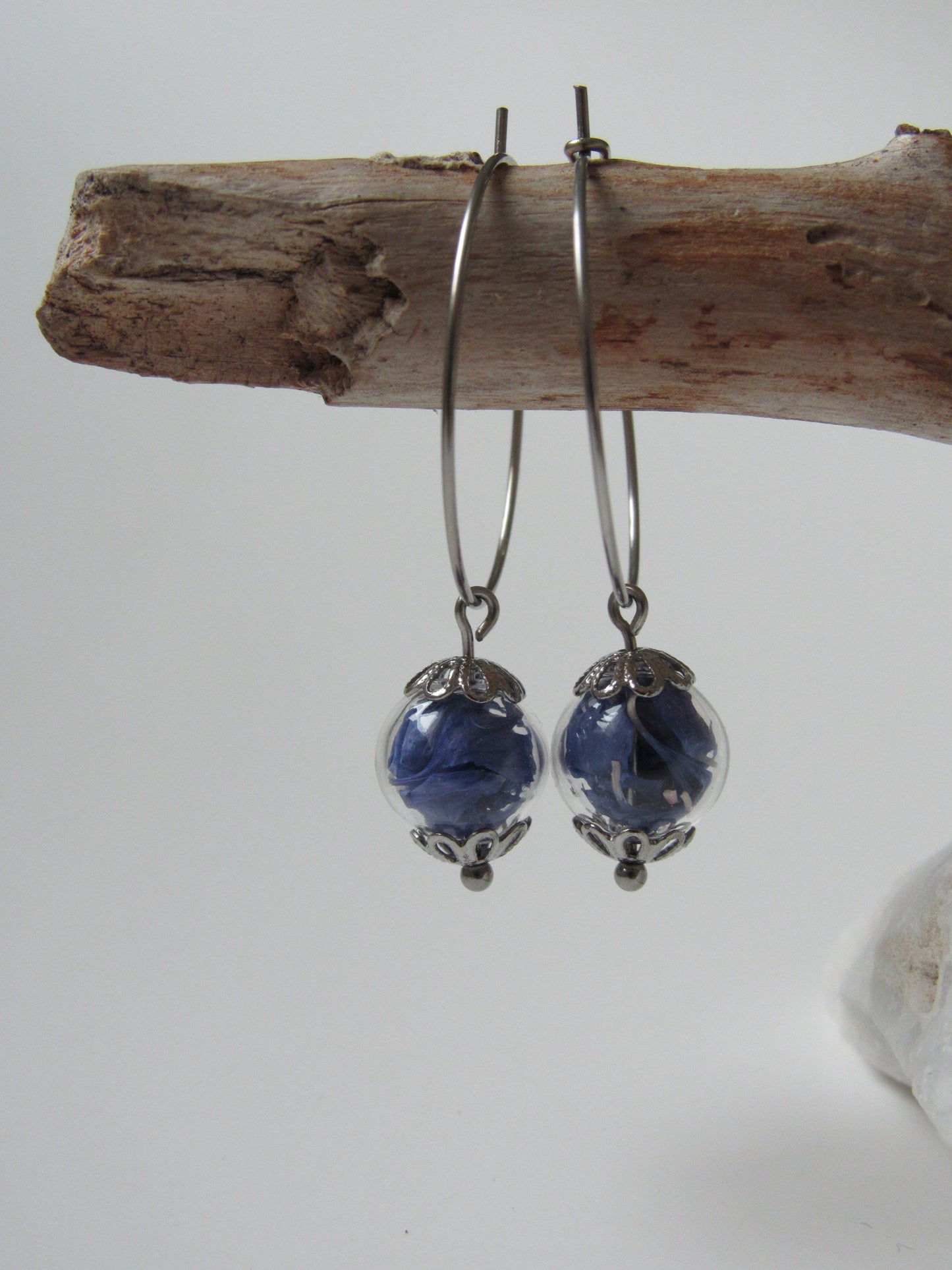 Creolen mit Glaskugeln - Kornblume