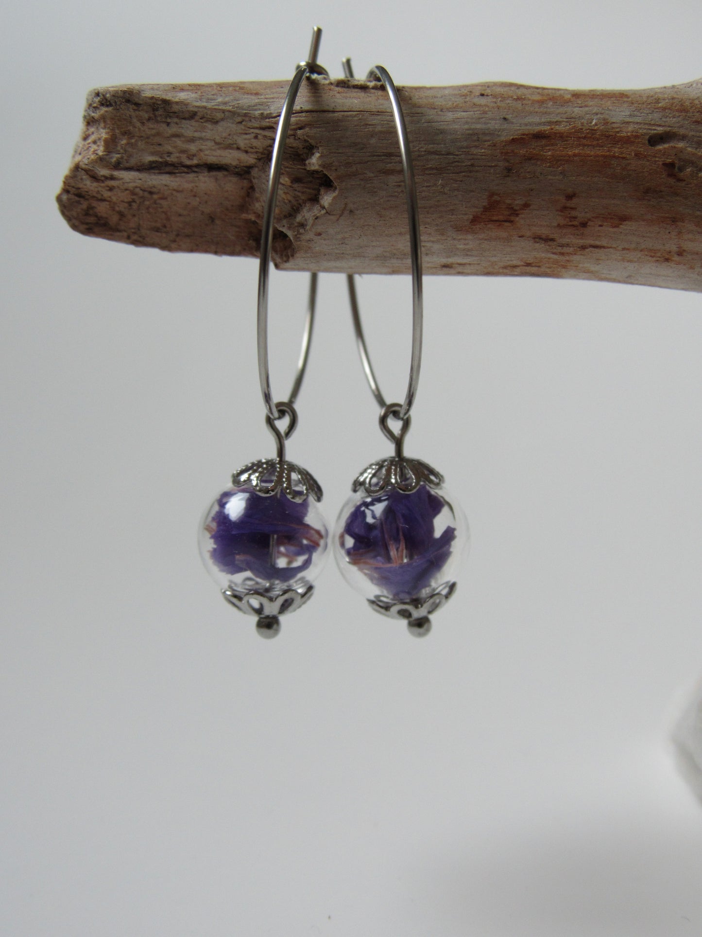 Creolen mit Glaskugel - Strandflieder