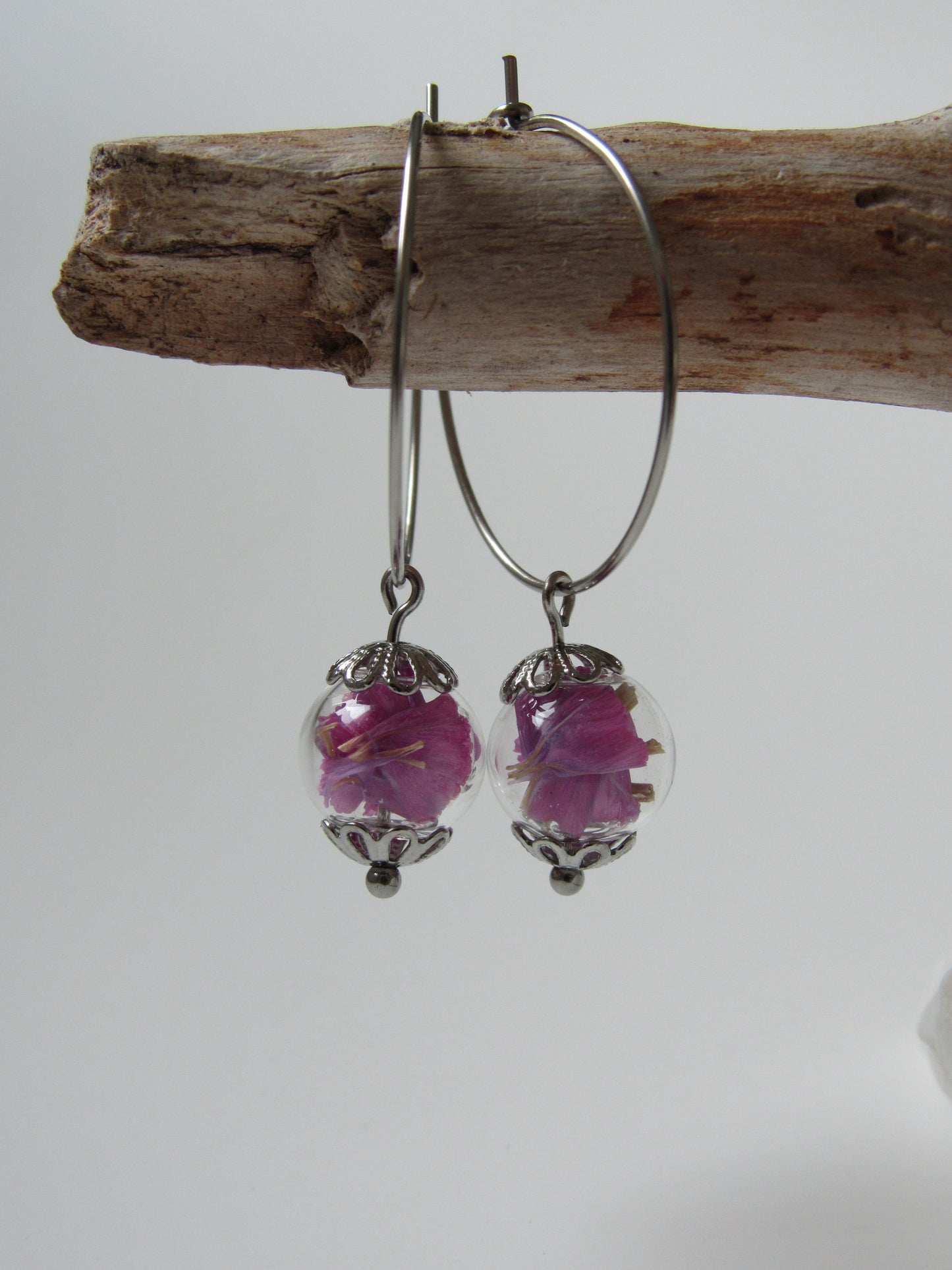 Creolen mit Glaskugel - Strandflieder