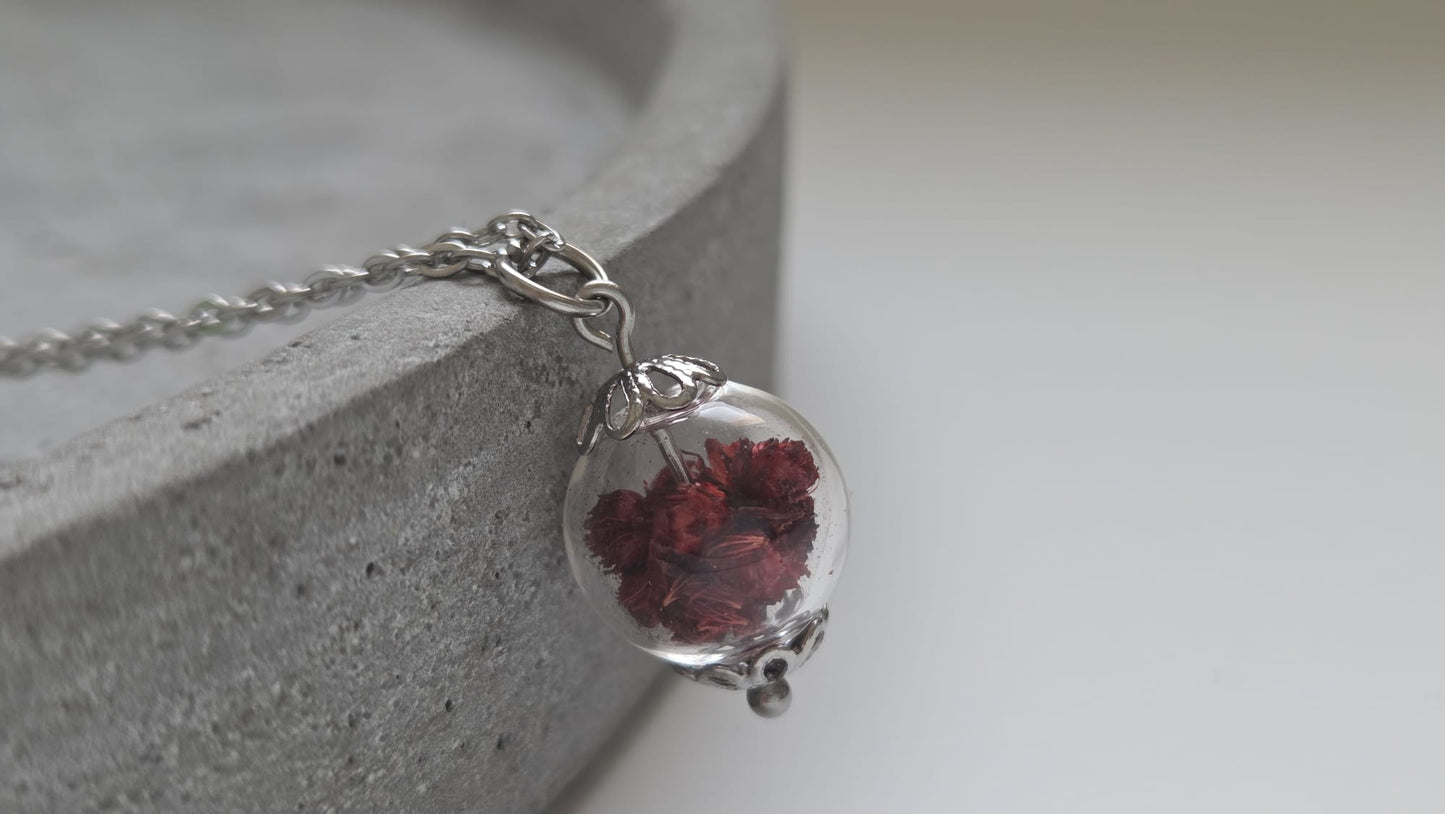 Halskette mit Glaskugel - Ginster