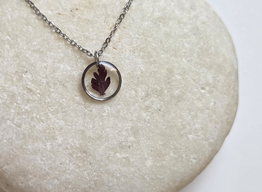 Halskette mit Anhänger - Blatt - 10mm